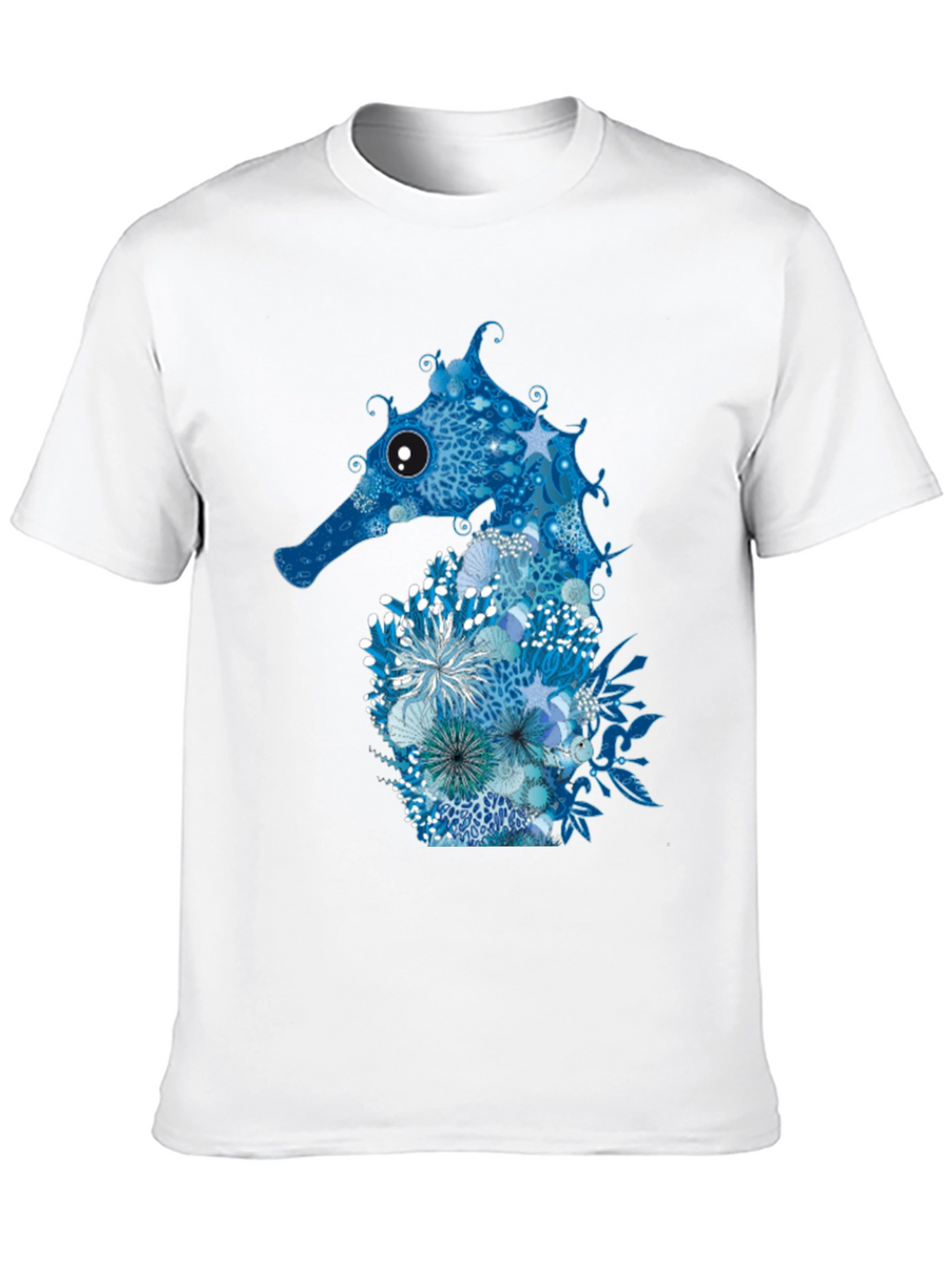 Blue Seahorse Graphic Tee - Unique Ocean Design