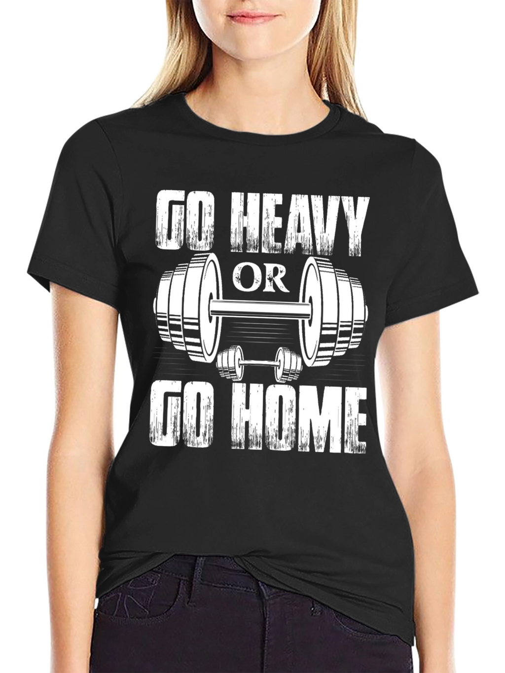 Go Heavy or Go Home Black Graphic T-Shirt