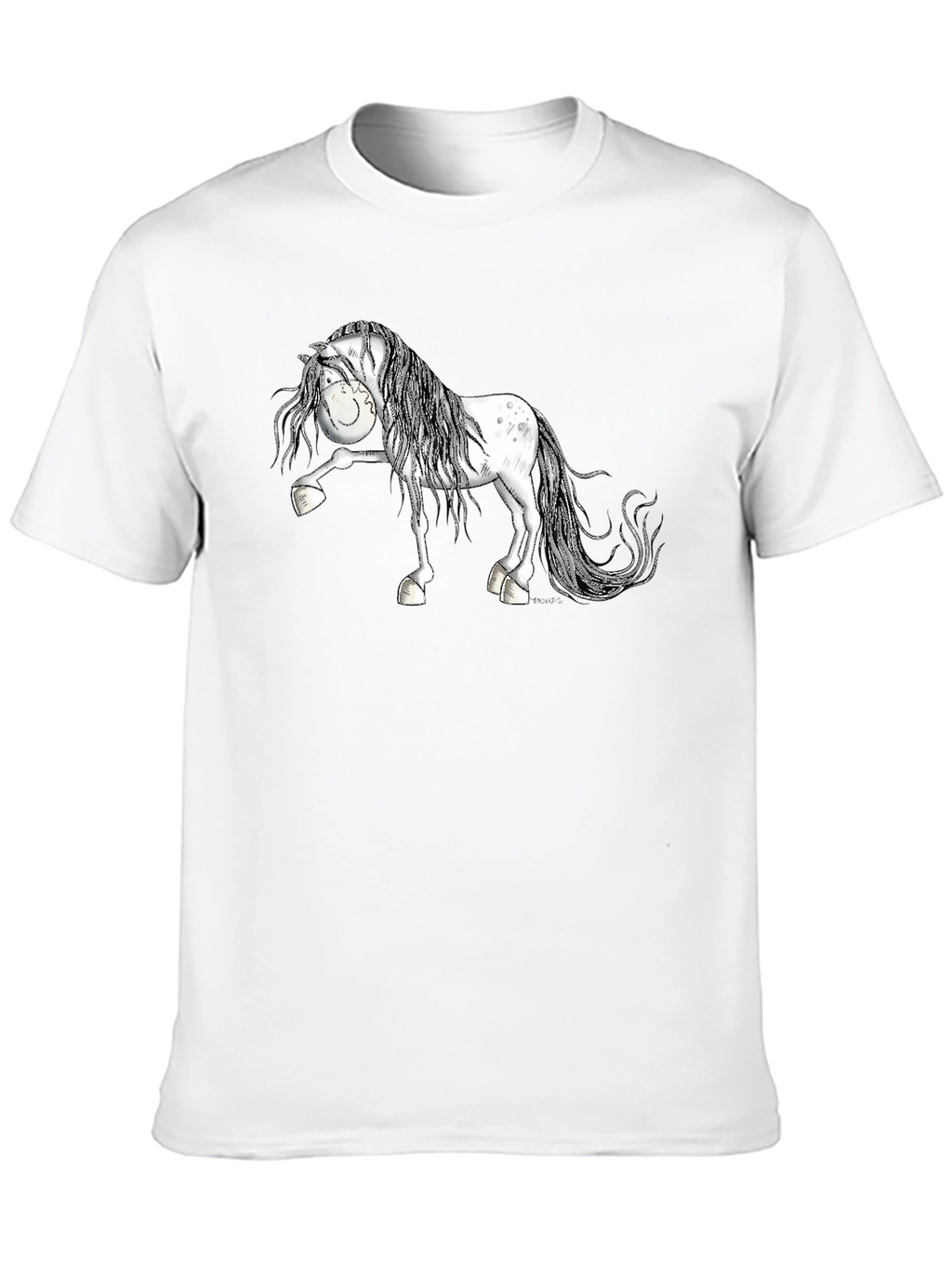 Cartoon Horse T-Shirt - Black Cotton Tee