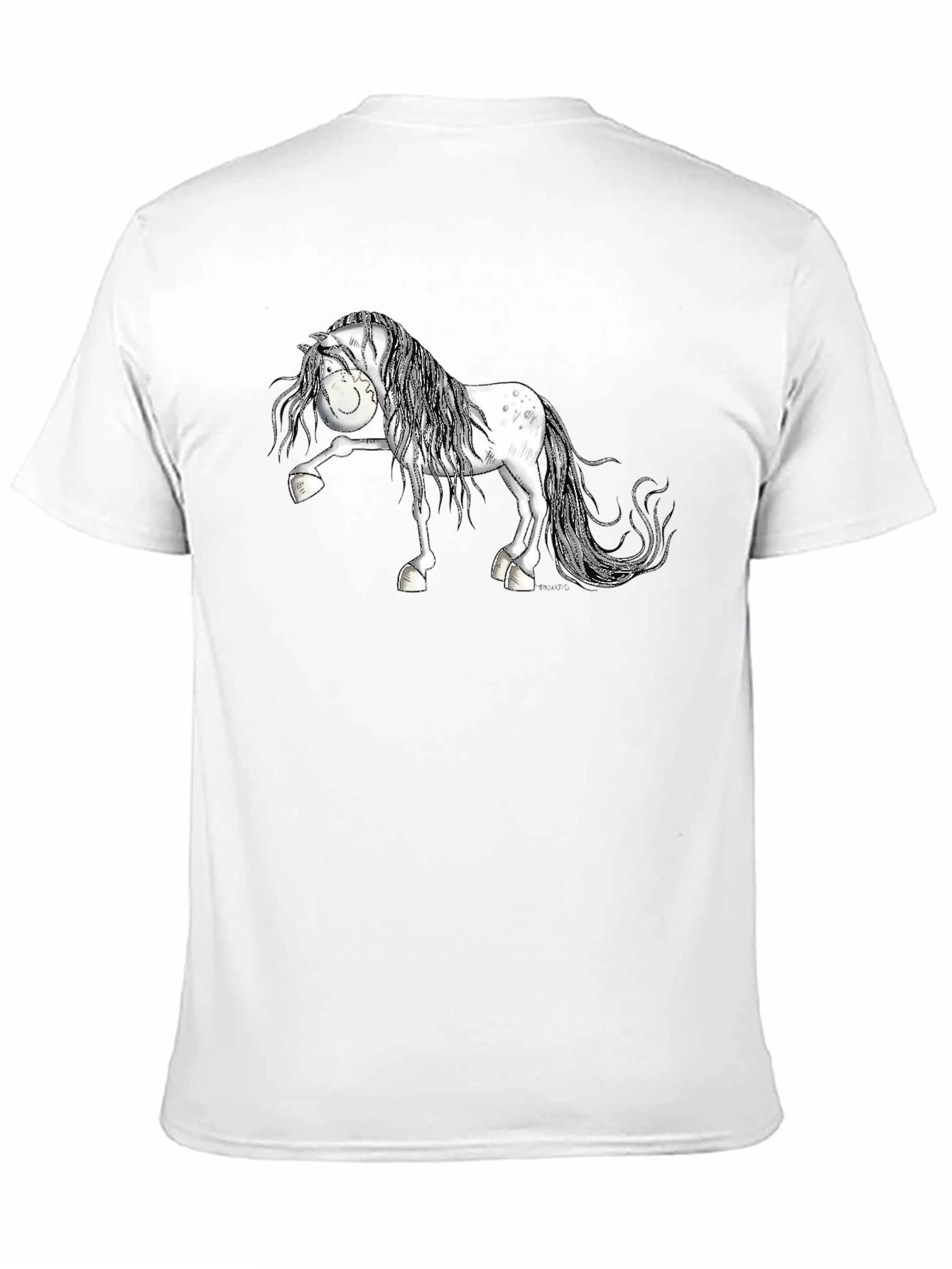 Cartoon Horse T-Shirt - Black Cotton Tee