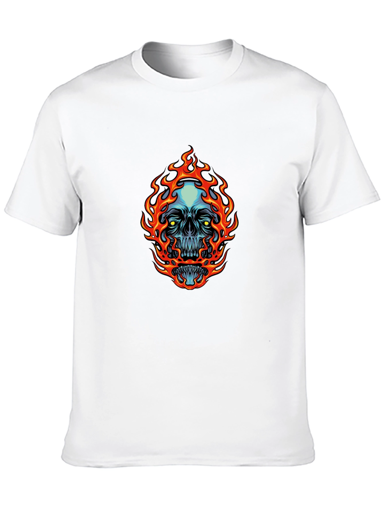Flaming Skull Graphic Tee - Mens Black T-Shirt