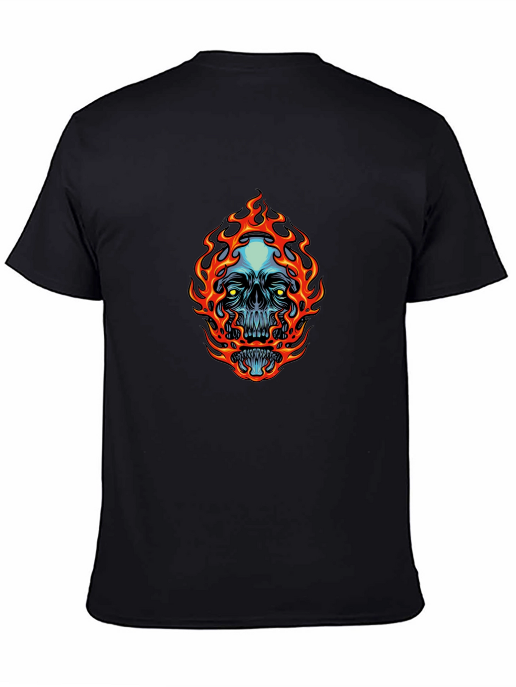 Flaming Skull Graphic Tee - Mens Black T-Shirt