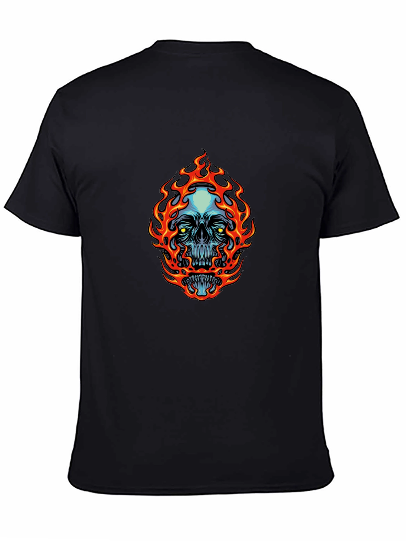 Flaming Skull Graphic Tee - Mens Black T-Shirt