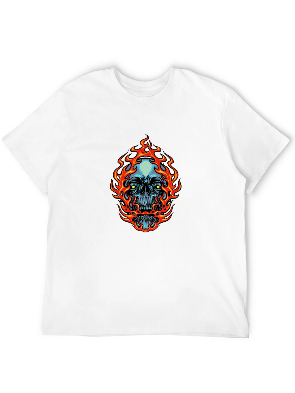 Flaming Skull Graphic Tee - Mens Black T-Shirt