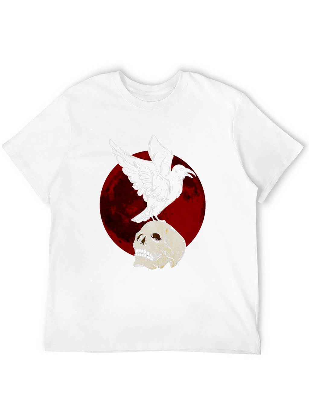 Raven on Skull T-Shirt - Dark Gothic Design