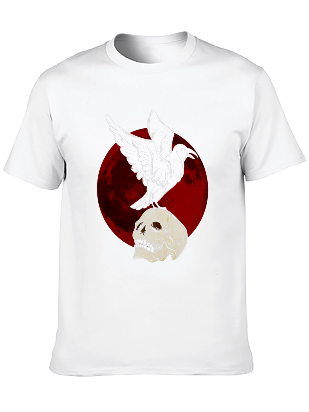 Raven on Skull T-Shirt - Dark Gothic Design