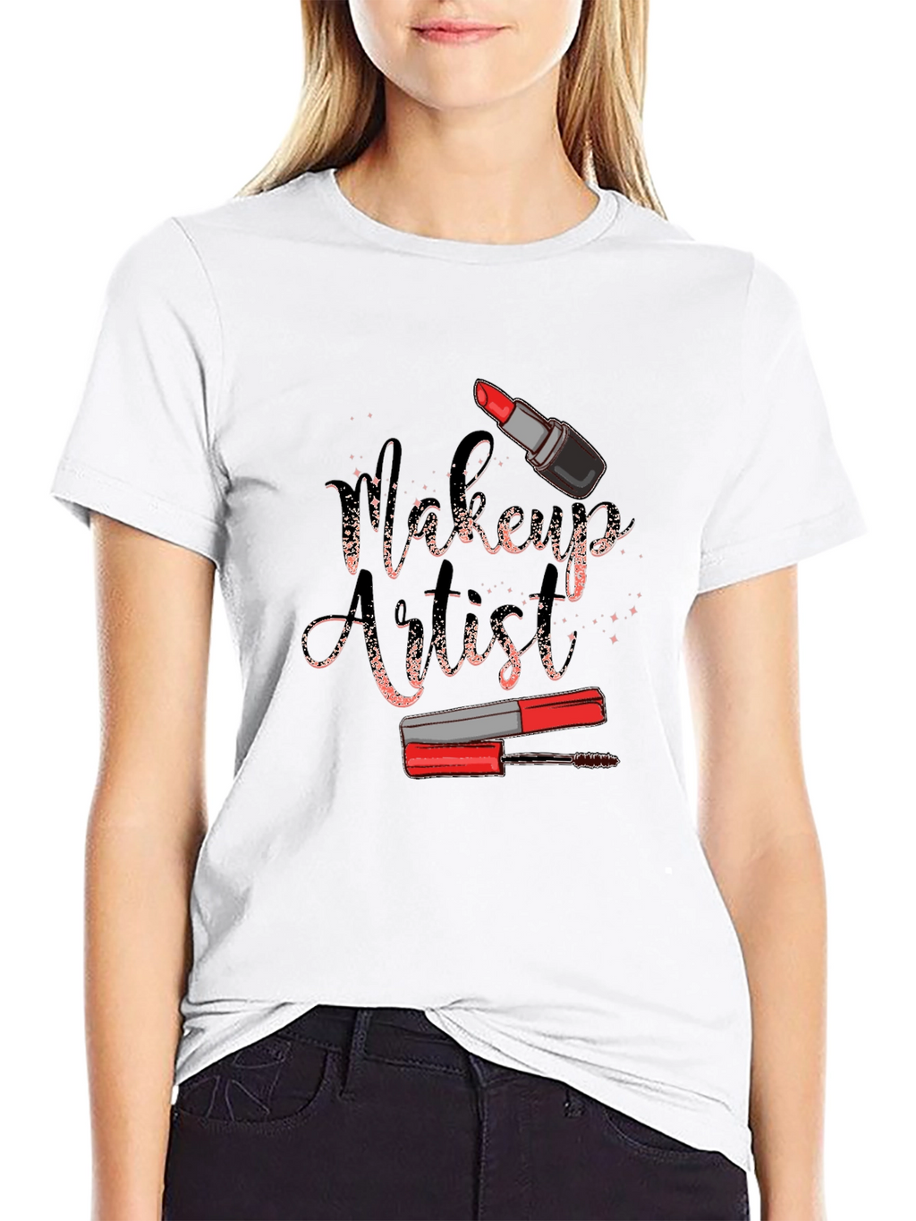 Makeup Artist Tee - Lipstick & Mascara Design