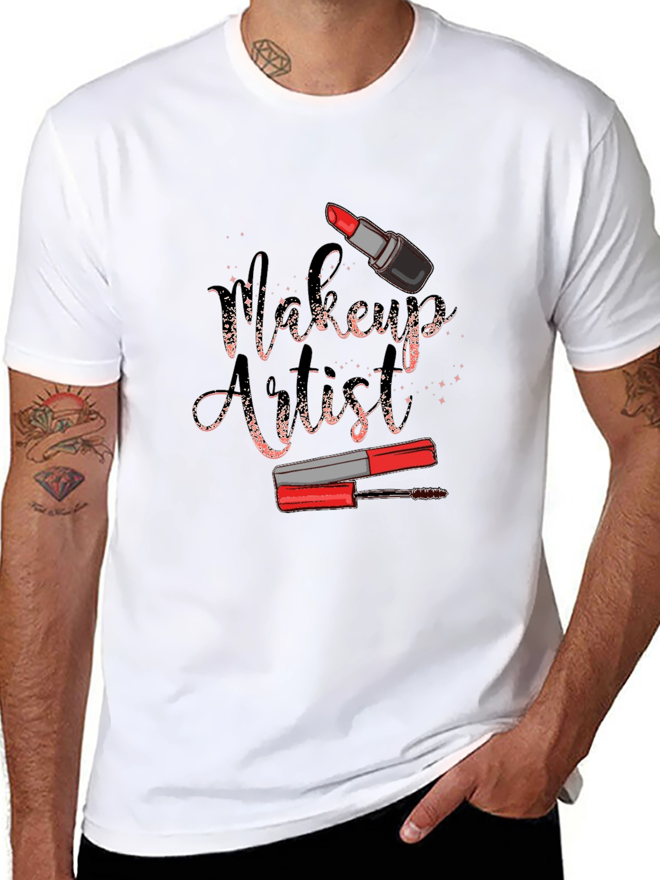 Makeup Artist Tee - Lipstick & Mascara Design