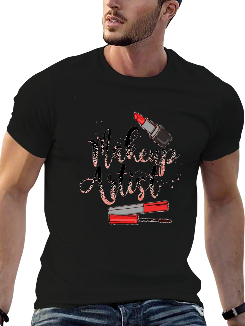 Makeup Artist Tee - Lipstick & Mascara Design