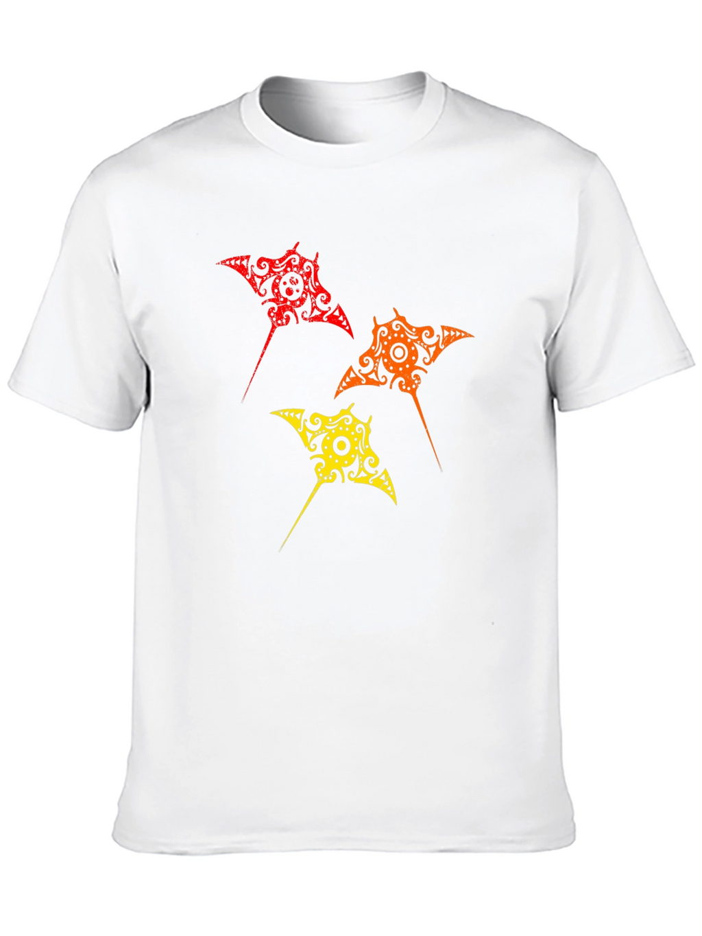 Tribal Stingray Graphic Print Black T-Shirt