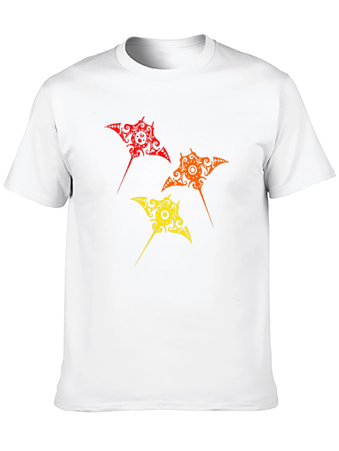 Tribal Stingray Graphic Print Black T-Shirt