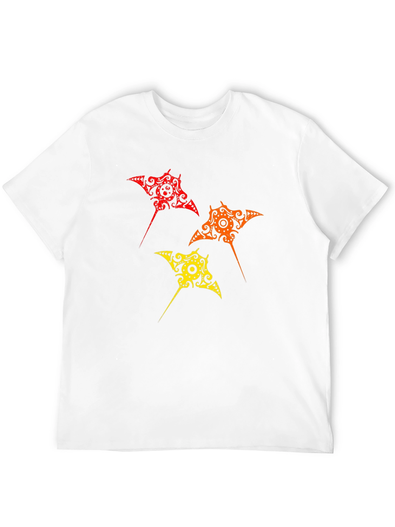 Tribal Stingray Graphic Print Black T-Shirt