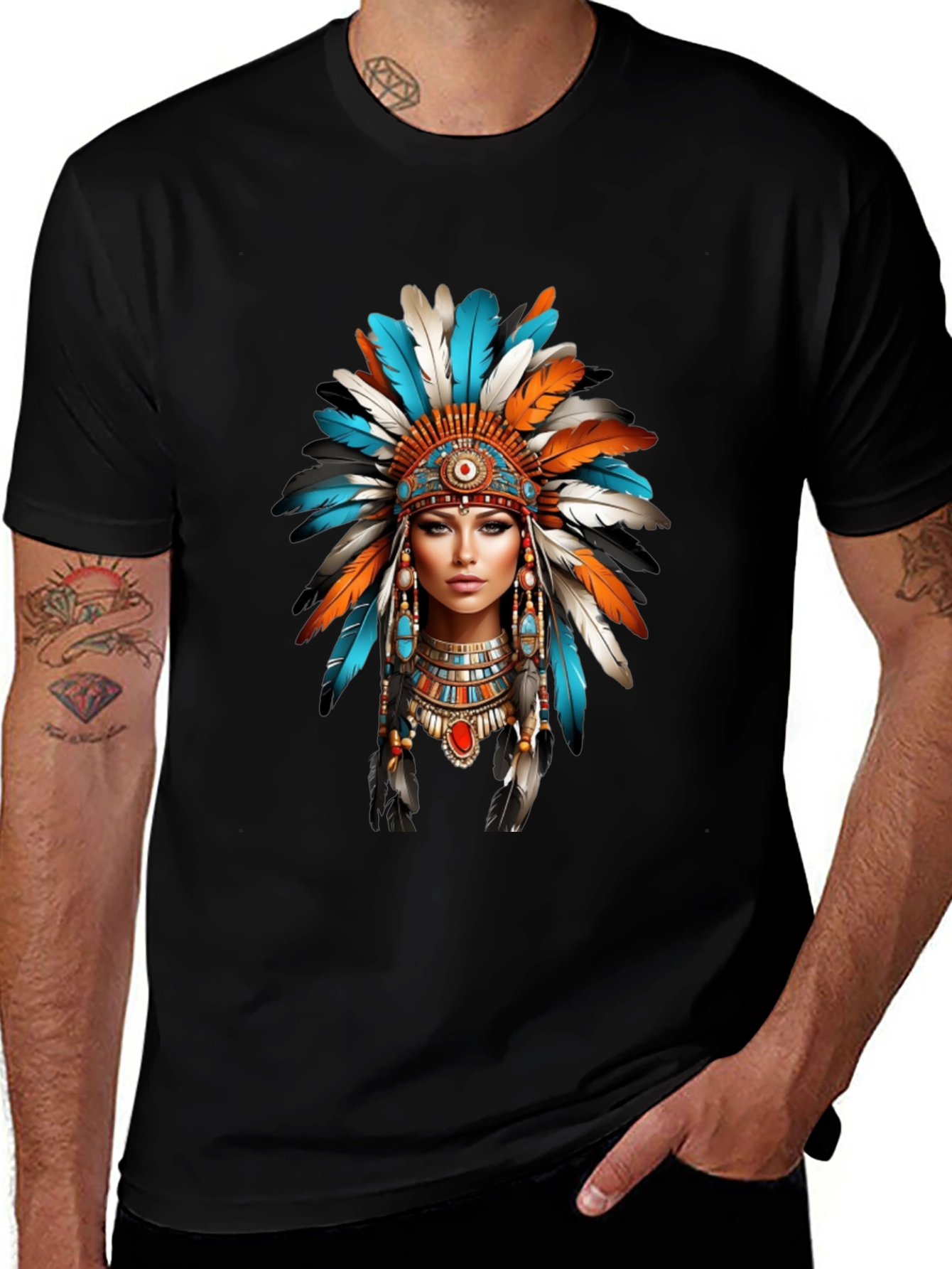 Native American Headdress Graphic T-Shirt