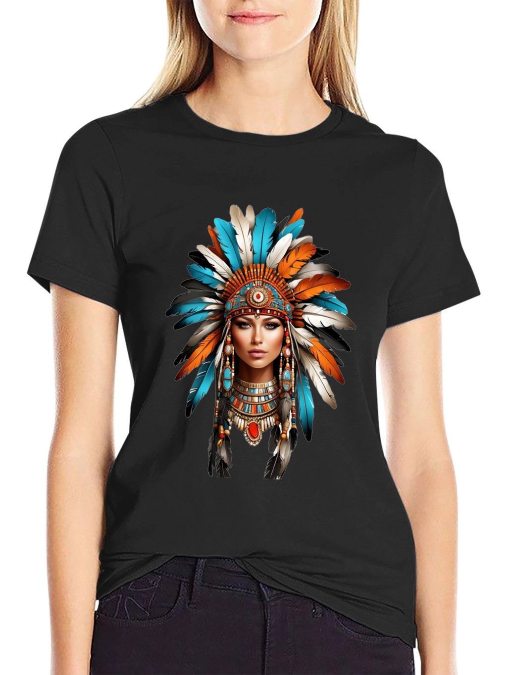 Native American Headdress Graphic T-Shirt