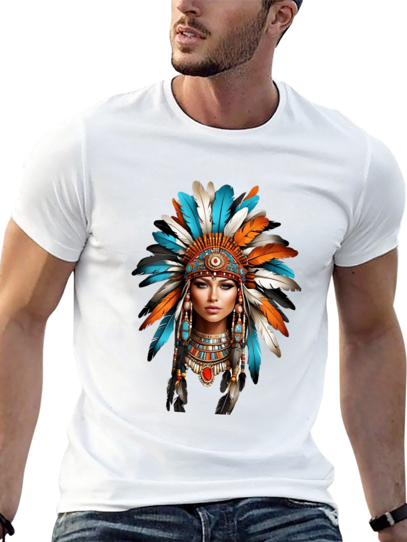 Native American Headdress Graphic T-Shirt