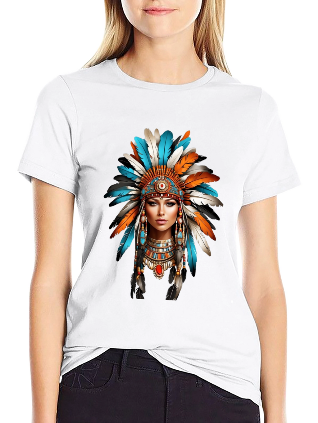 Native American Headdress Graphic T-Shirt