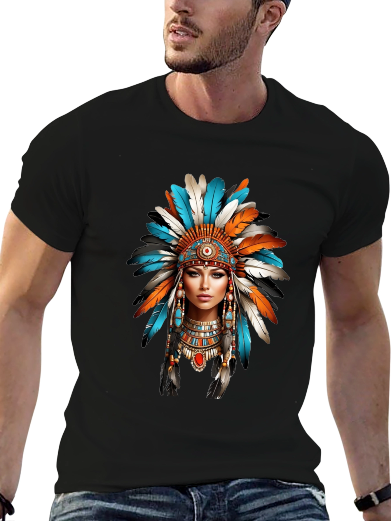 Native American Headdress Graphic T-Shirt