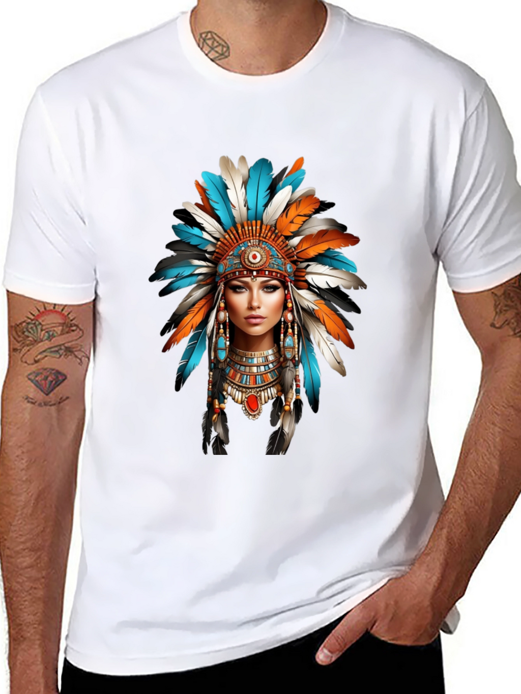 Native American Headdress Graphic T-Shirt