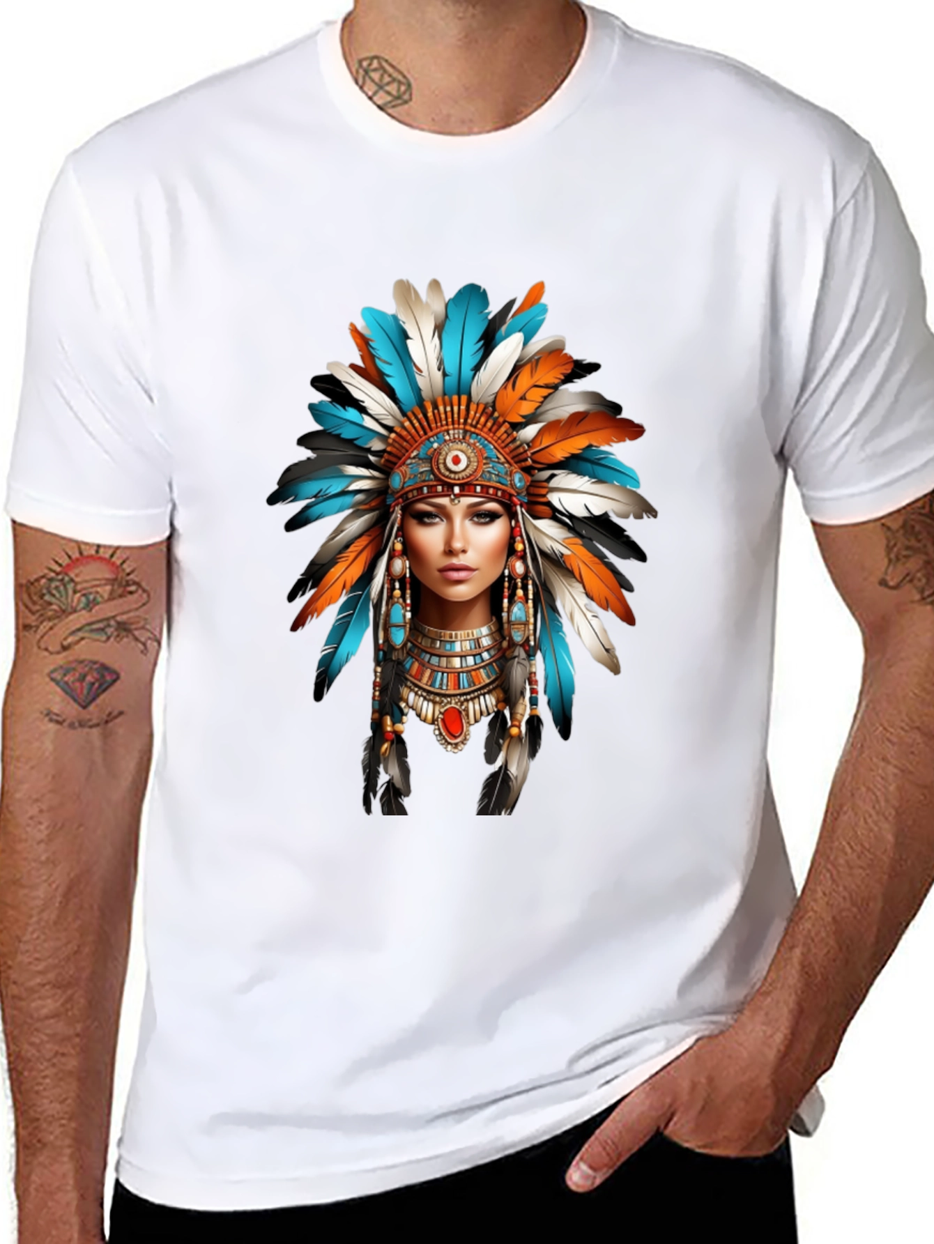 Native American Headdress Graphic T-Shirt
