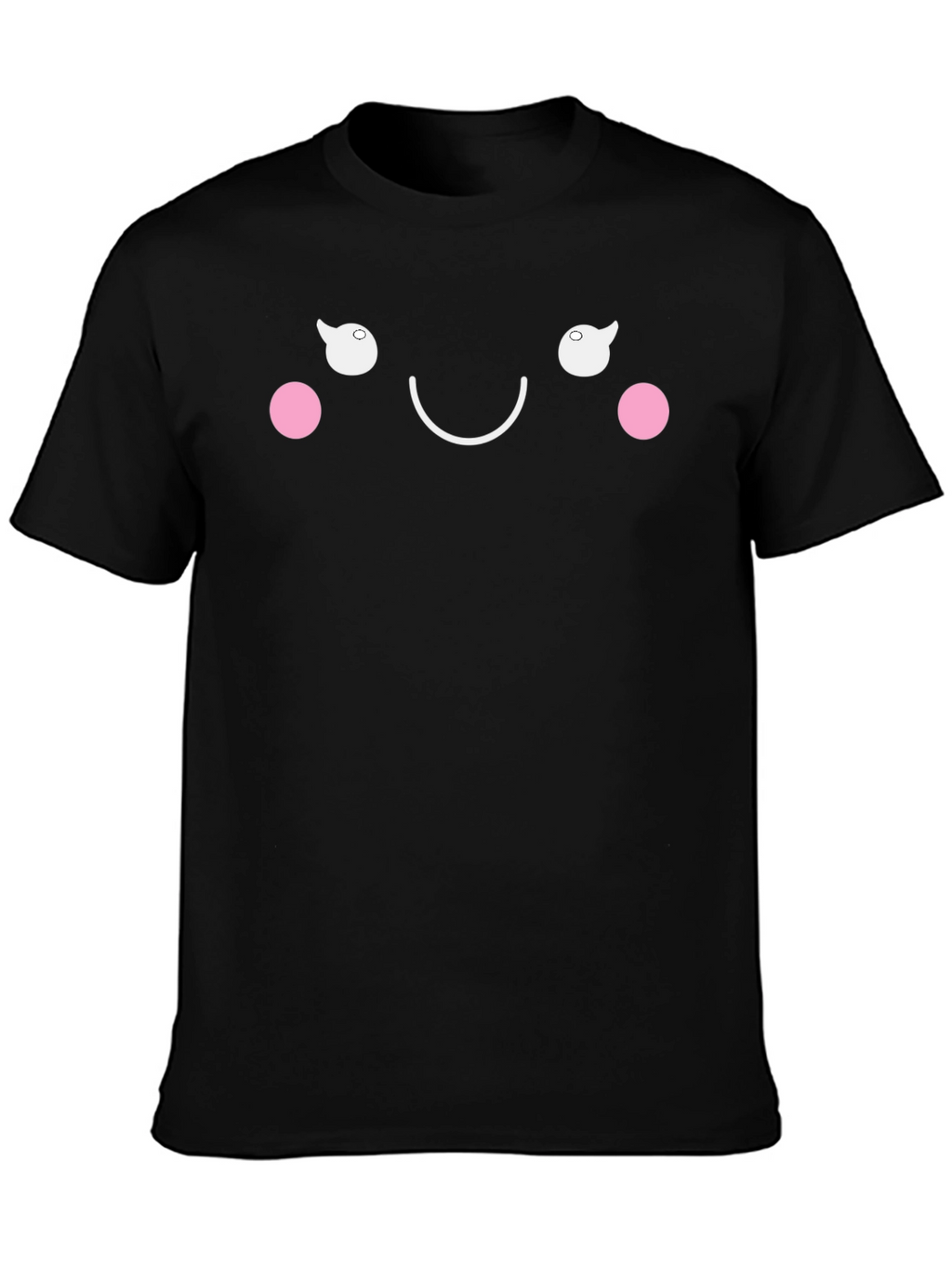 Kawaii Face Black T-Shirt - Express Your Happy Mood!