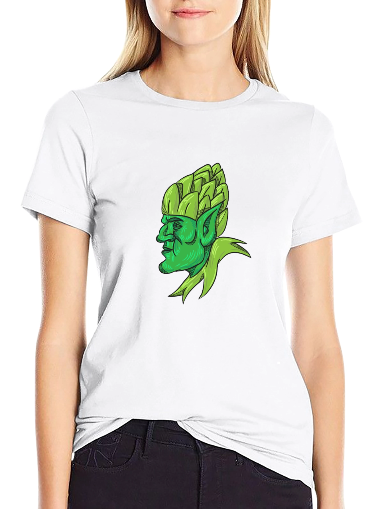 Unique Green Hop Head Graphic T-Shirt