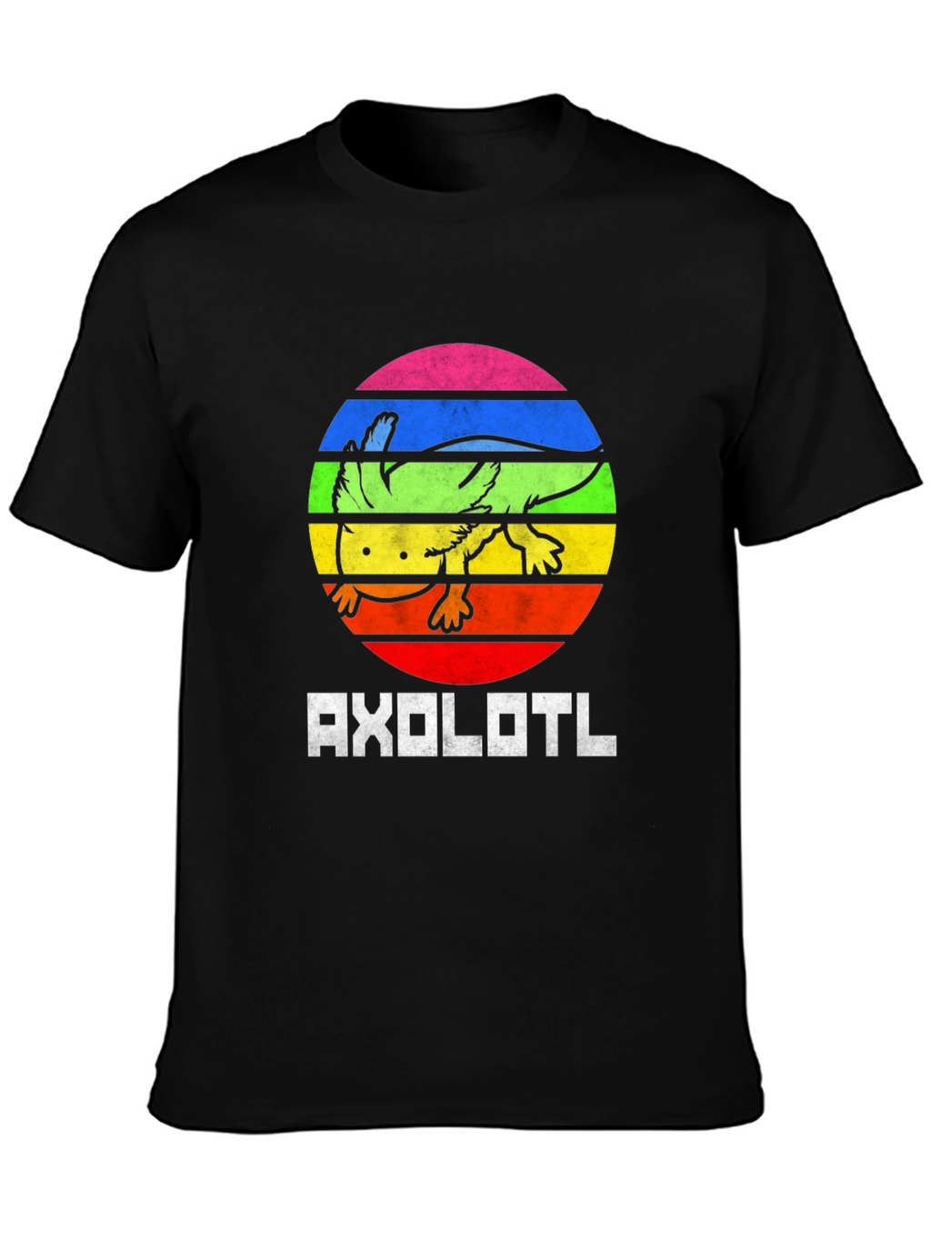Axolotl Rainbow Circle Graphic Tee - Black