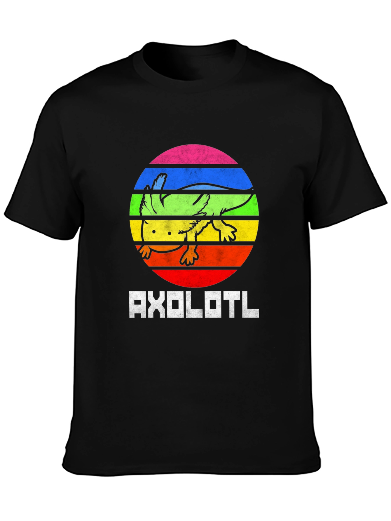 Axolotl Rainbow Circle Graphic Tee - Black