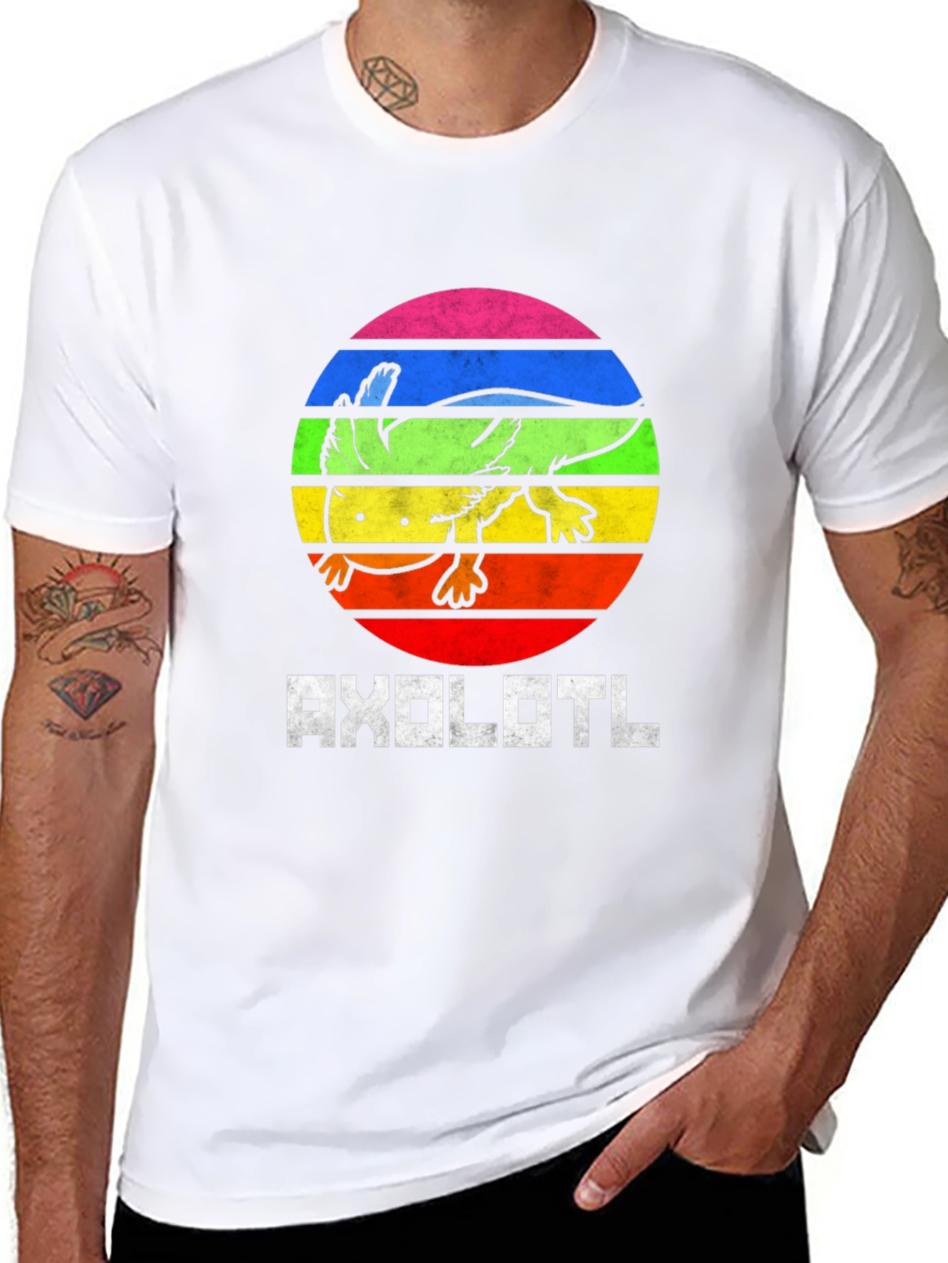 Axolotl Rainbow Circle Graphic Tee - Black