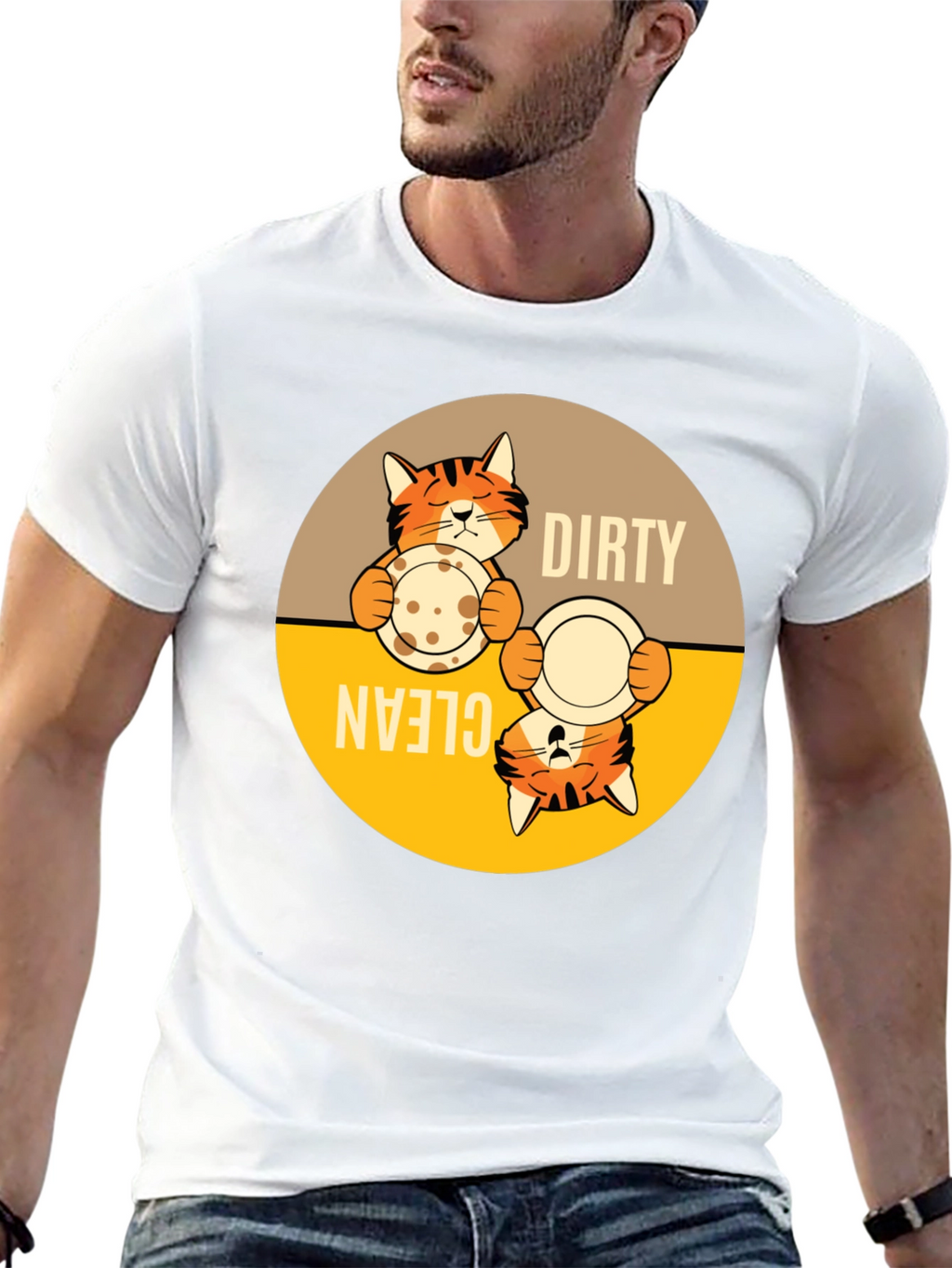 Funny Cat Dirty Clean Dish T-Shirt