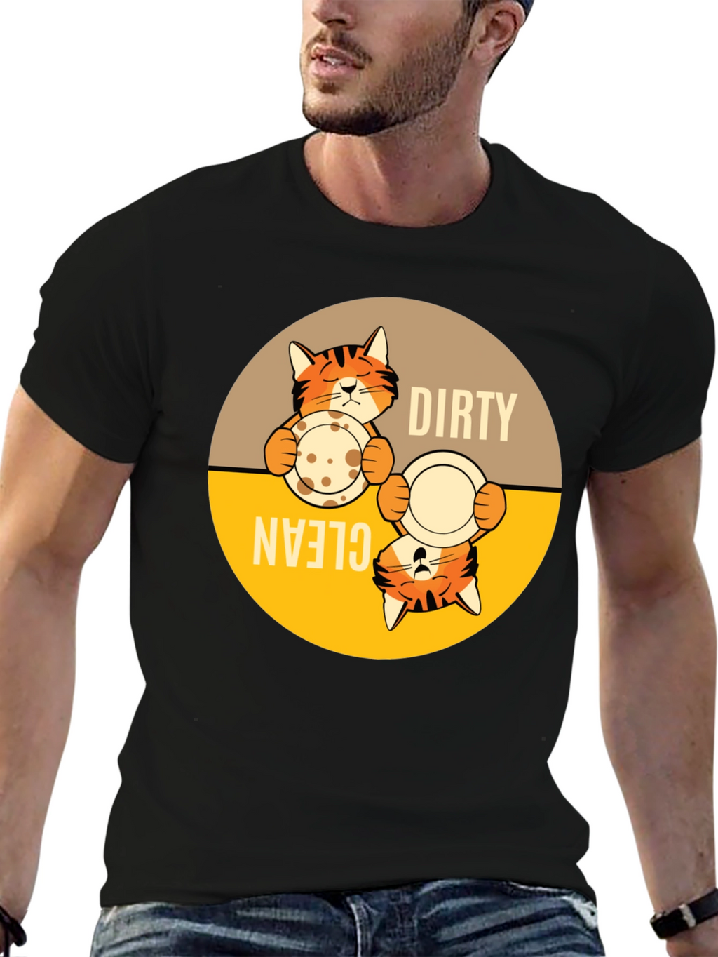 Funny Cat Dirty Clean Dish T-Shirt