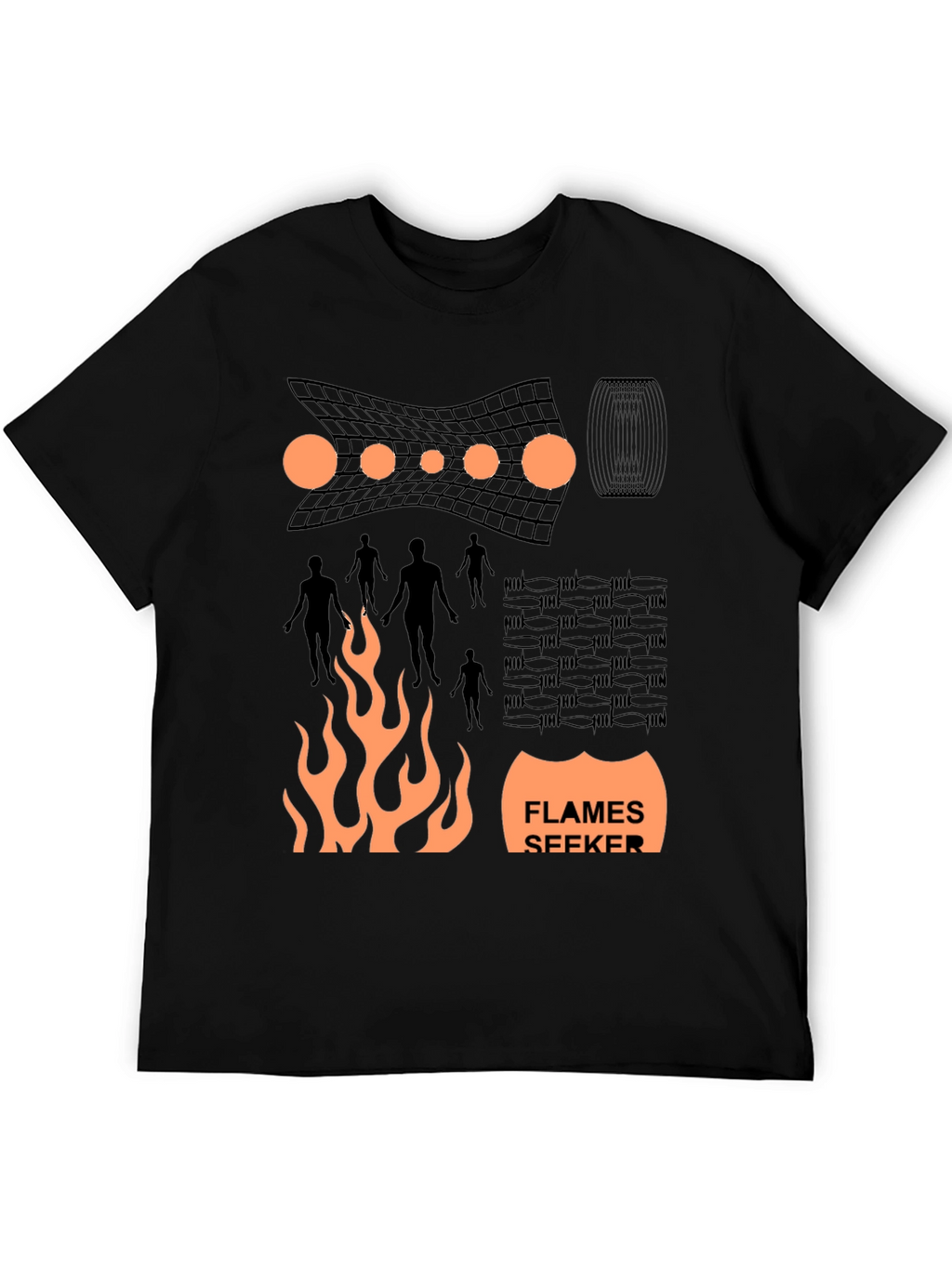 Flames Seeker Graphic Print Black T-Shirt