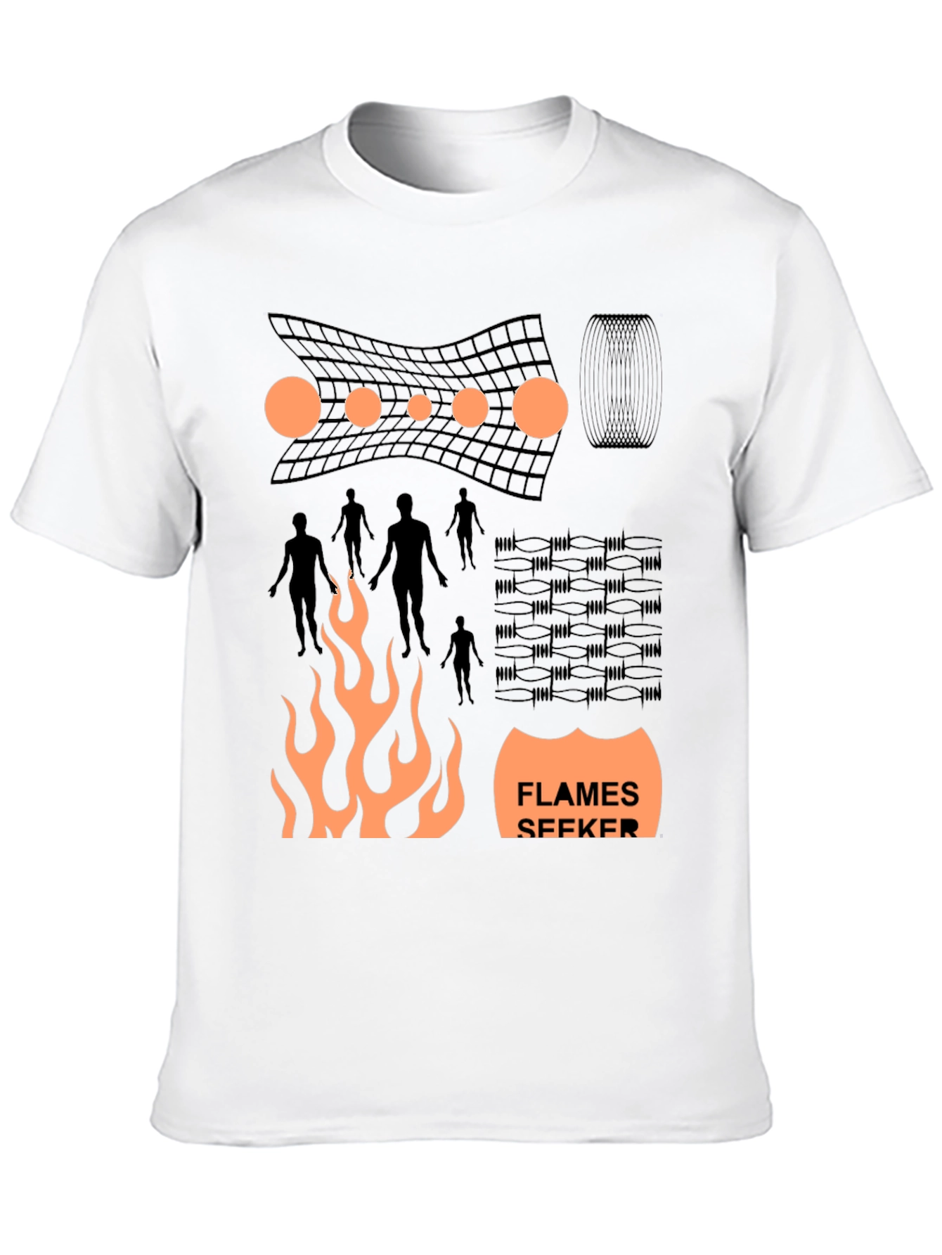 Flames Seeker Graphic Print Black T-Shirt