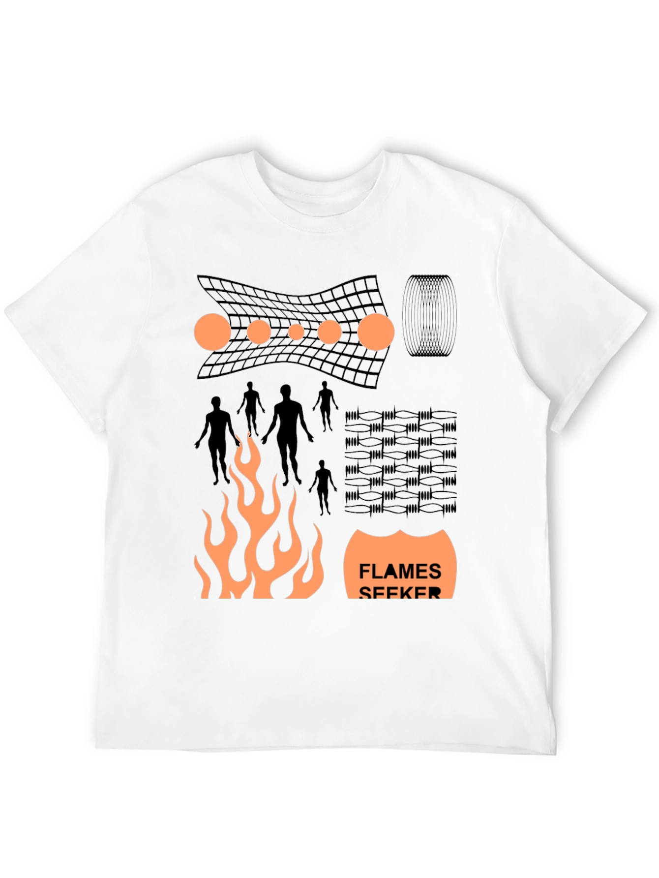 Flames Seeker Graphic Print Black T-Shirt
