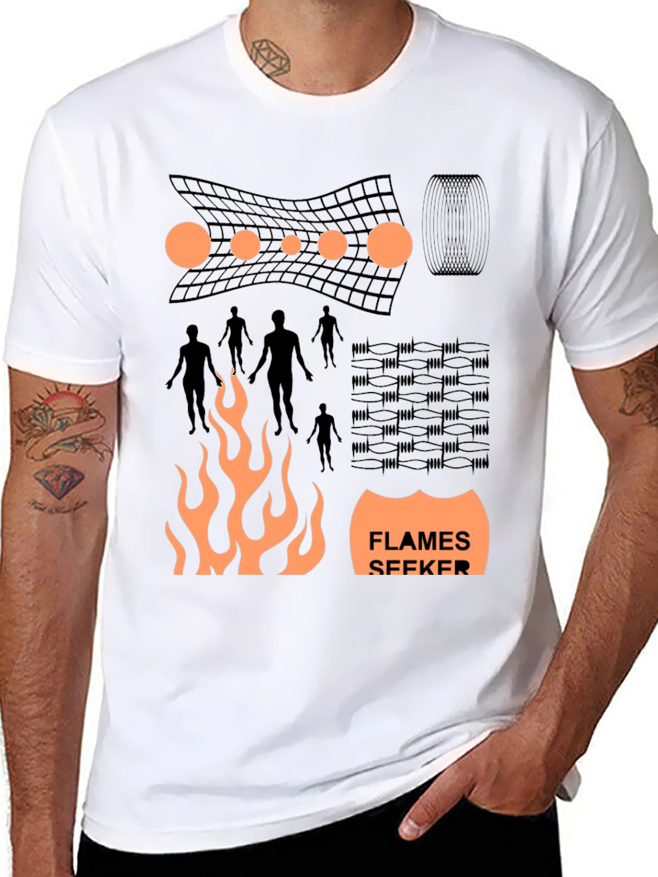 Flames Seeker Graphic Print Black T-Shirt