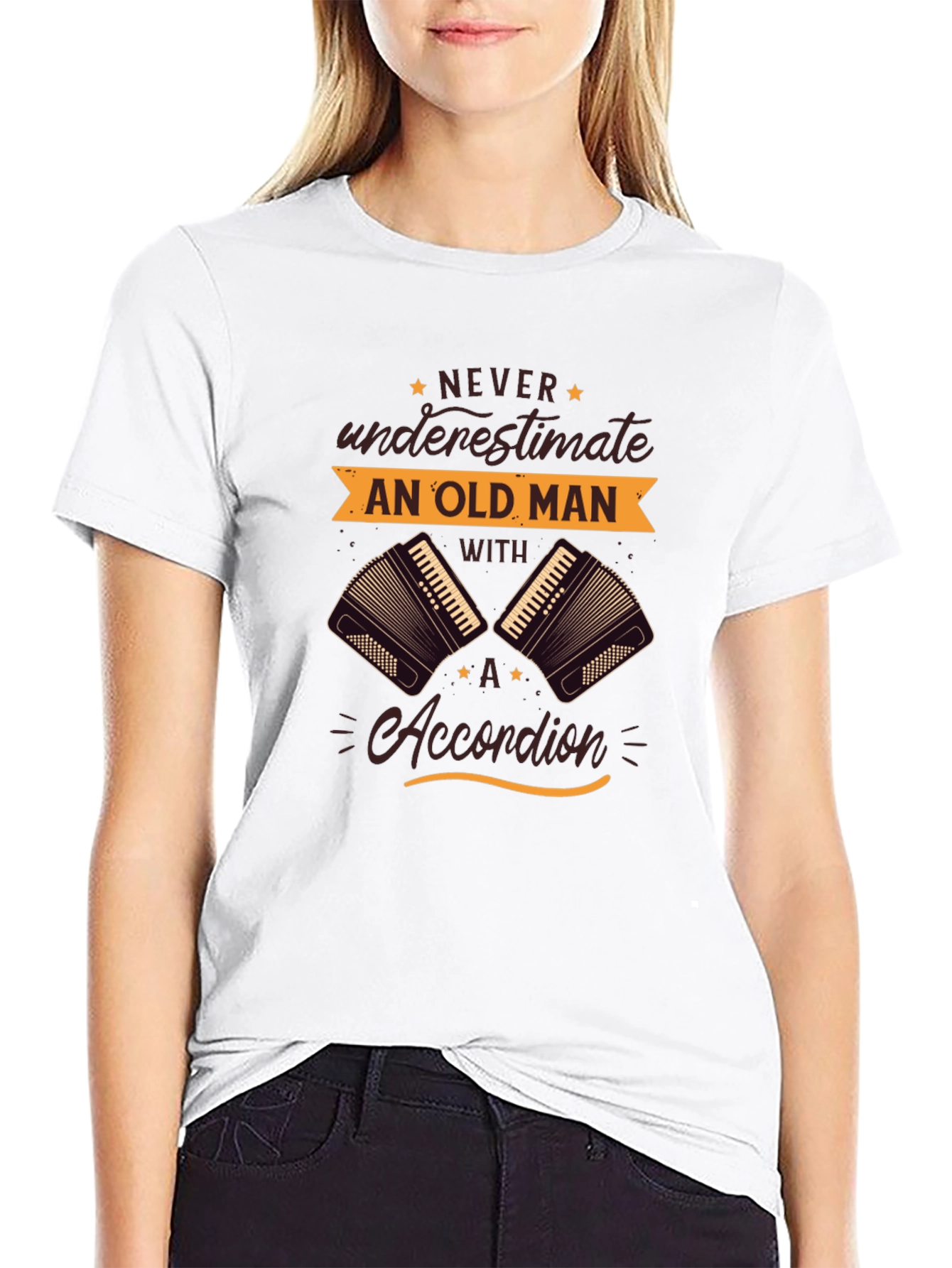 Never Underestimate Old Man Accordion T-Shirt