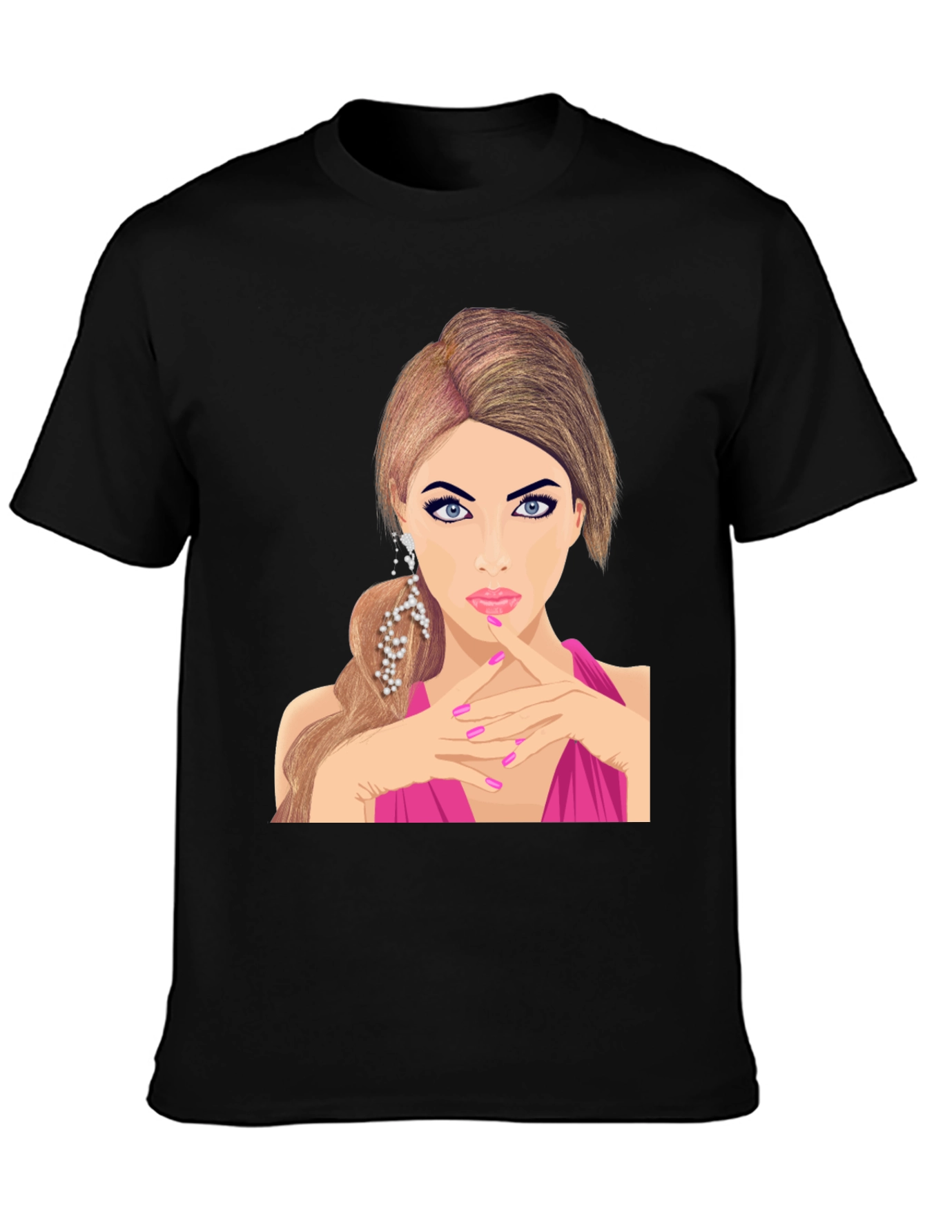 Glamorous Woman Graphic Tee - Stylish Black T-Shirt
