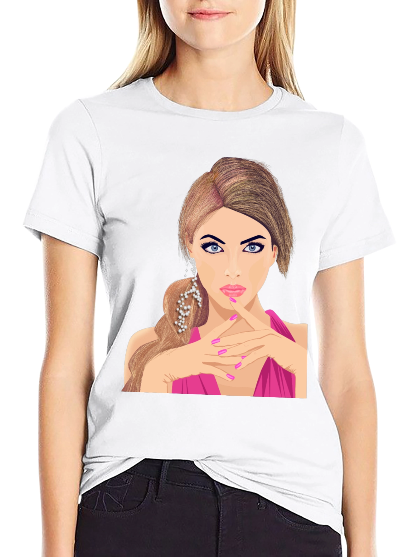 Glamorous Woman Graphic Tee - Stylish Black T-Shirt