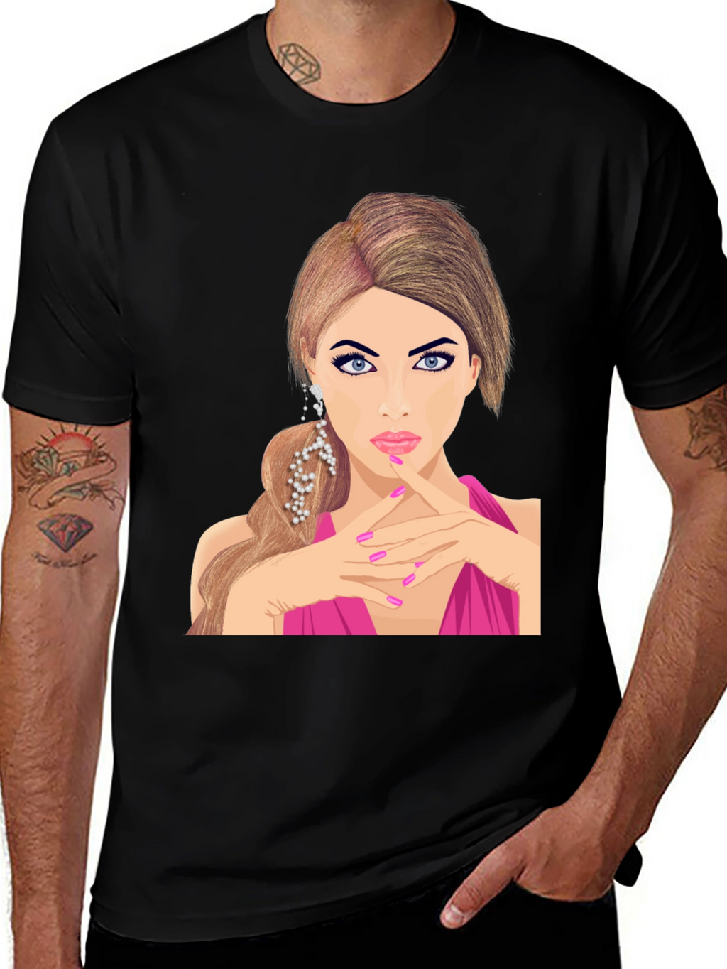 Glamorous Woman Graphic Tee - Stylish Black T-Shirt