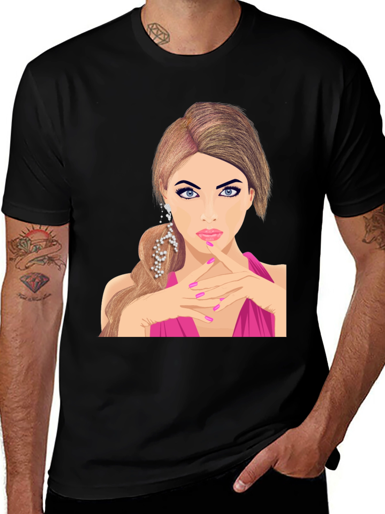 Glamorous Woman Graphic Tee - Stylish Black T-Shirt