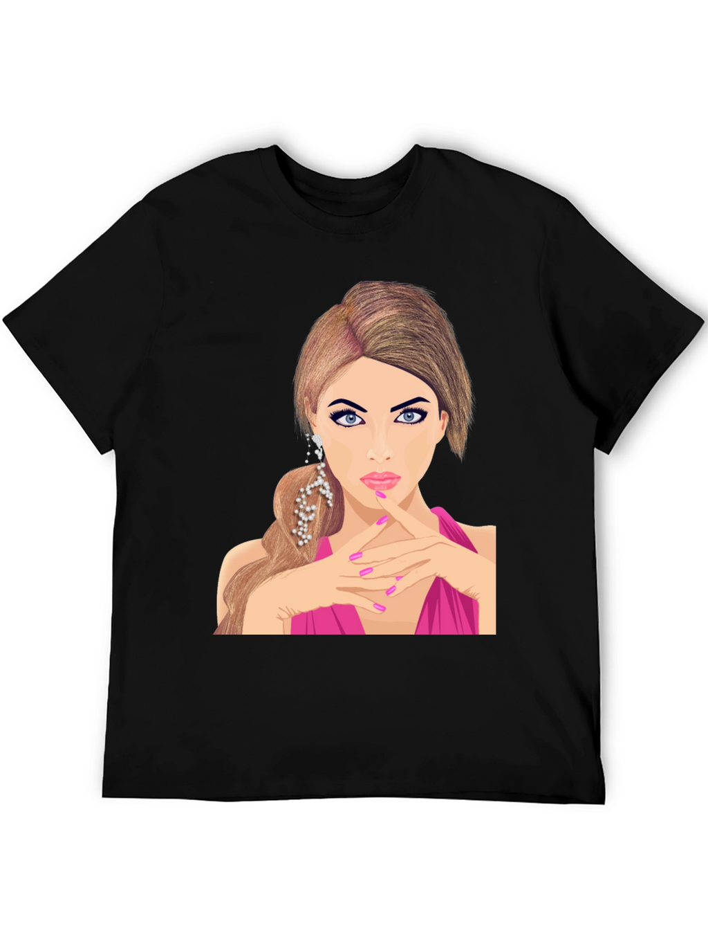 Glamorous Woman Graphic Tee - Stylish Black T-Shirt