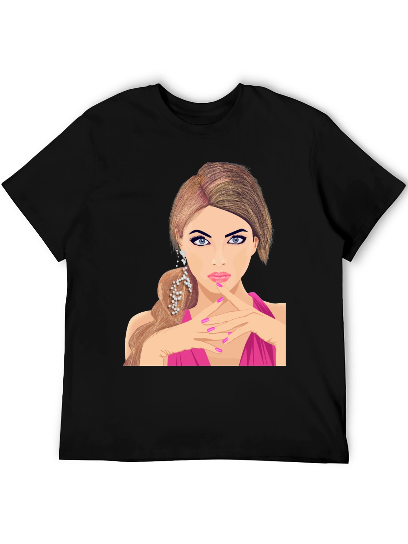 Glamorous Woman Graphic Tee - Stylish Black T-Shirt
