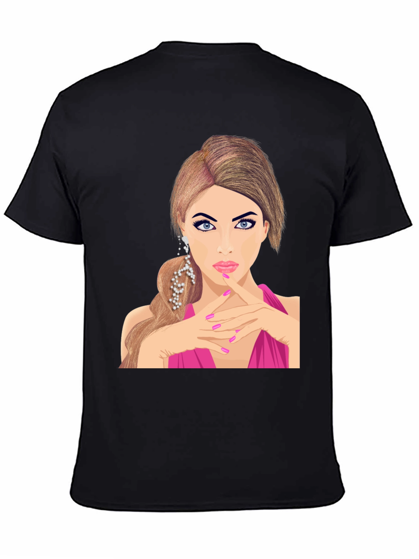 Glamorous Woman Graphic Tee - Stylish Black T-Shirt