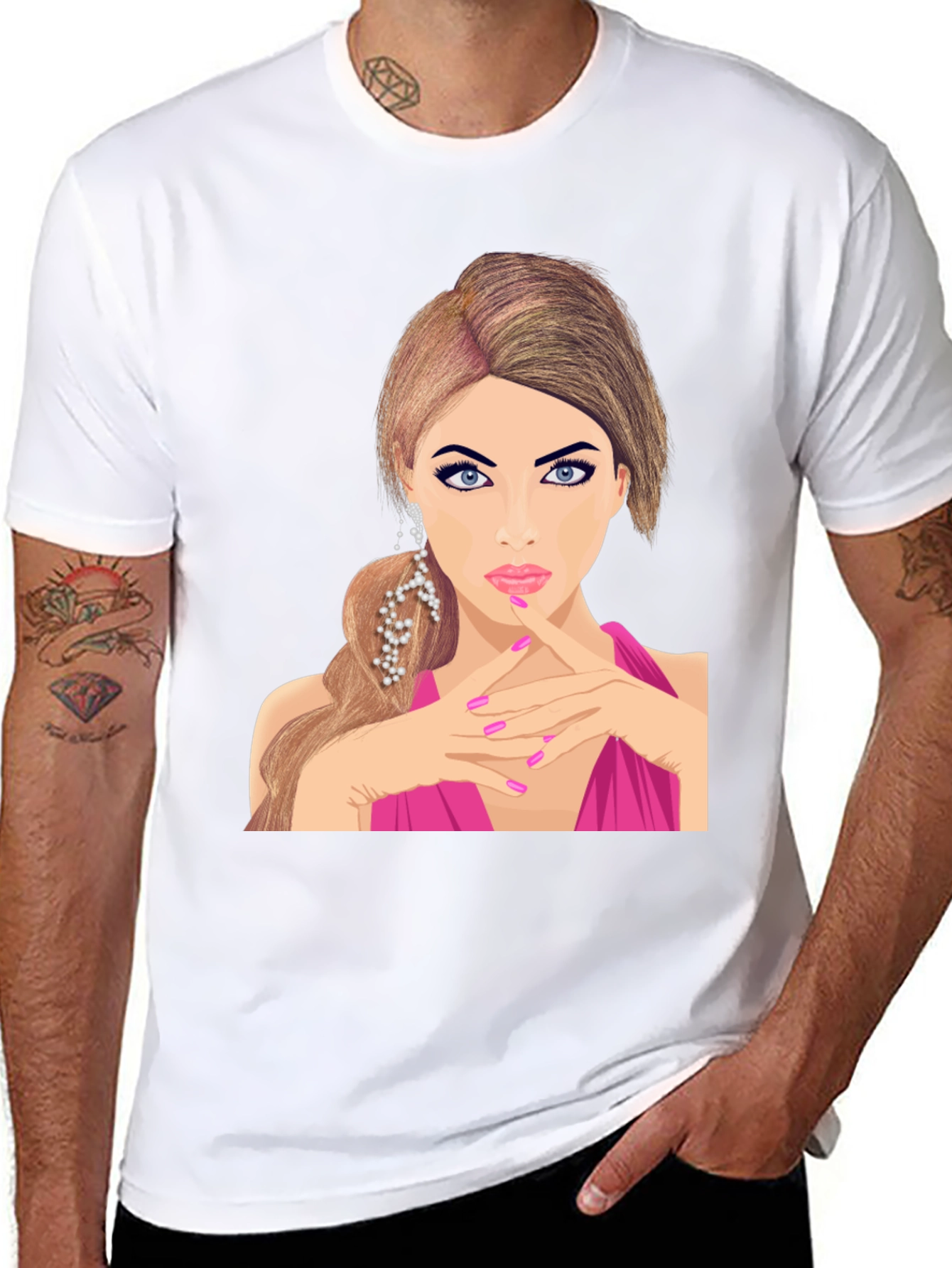 Glamorous Woman Graphic Tee - Stylish Black T-Shirt