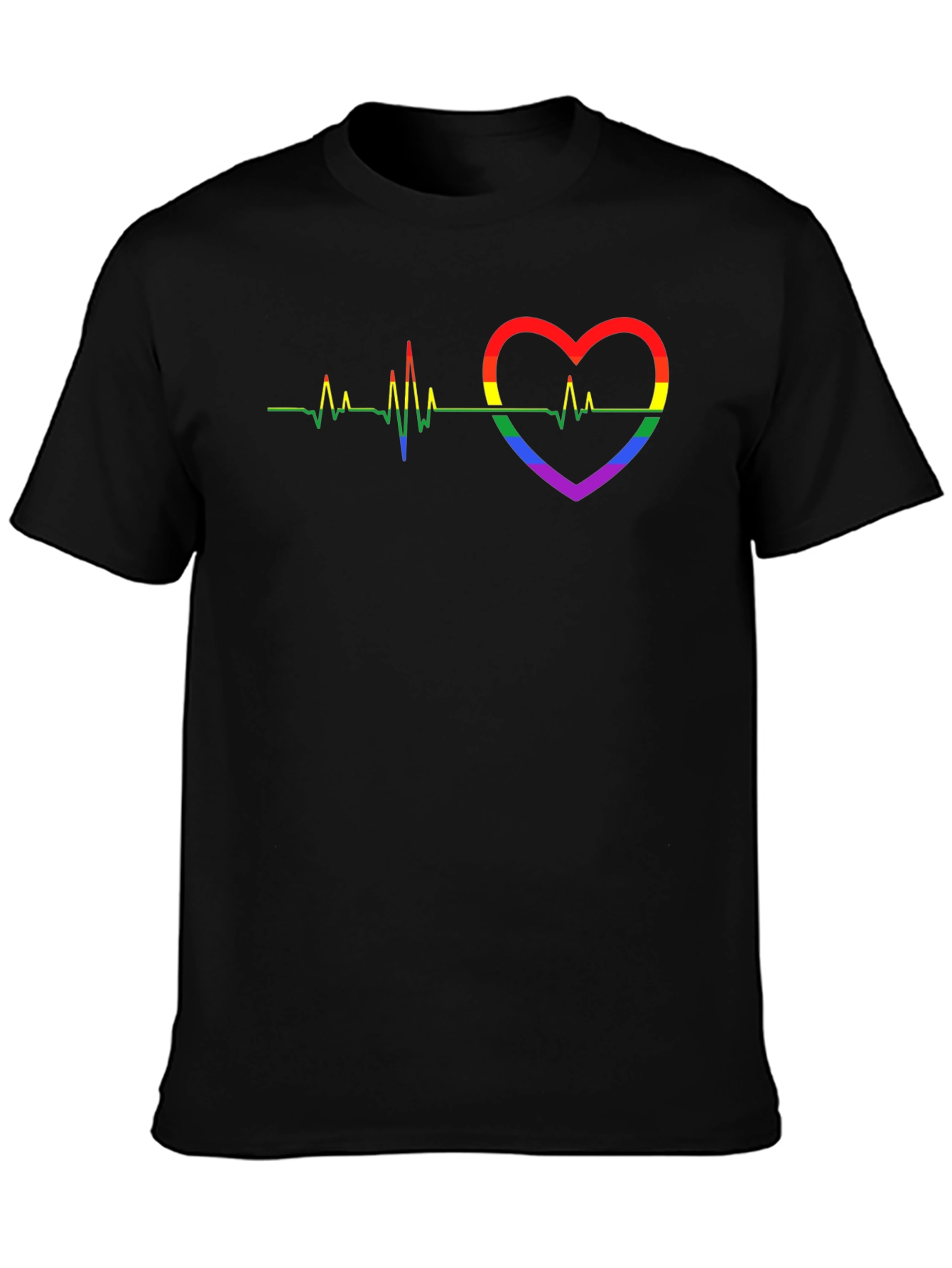 LGBT Heartbeat Pride Graphic Tee - Black