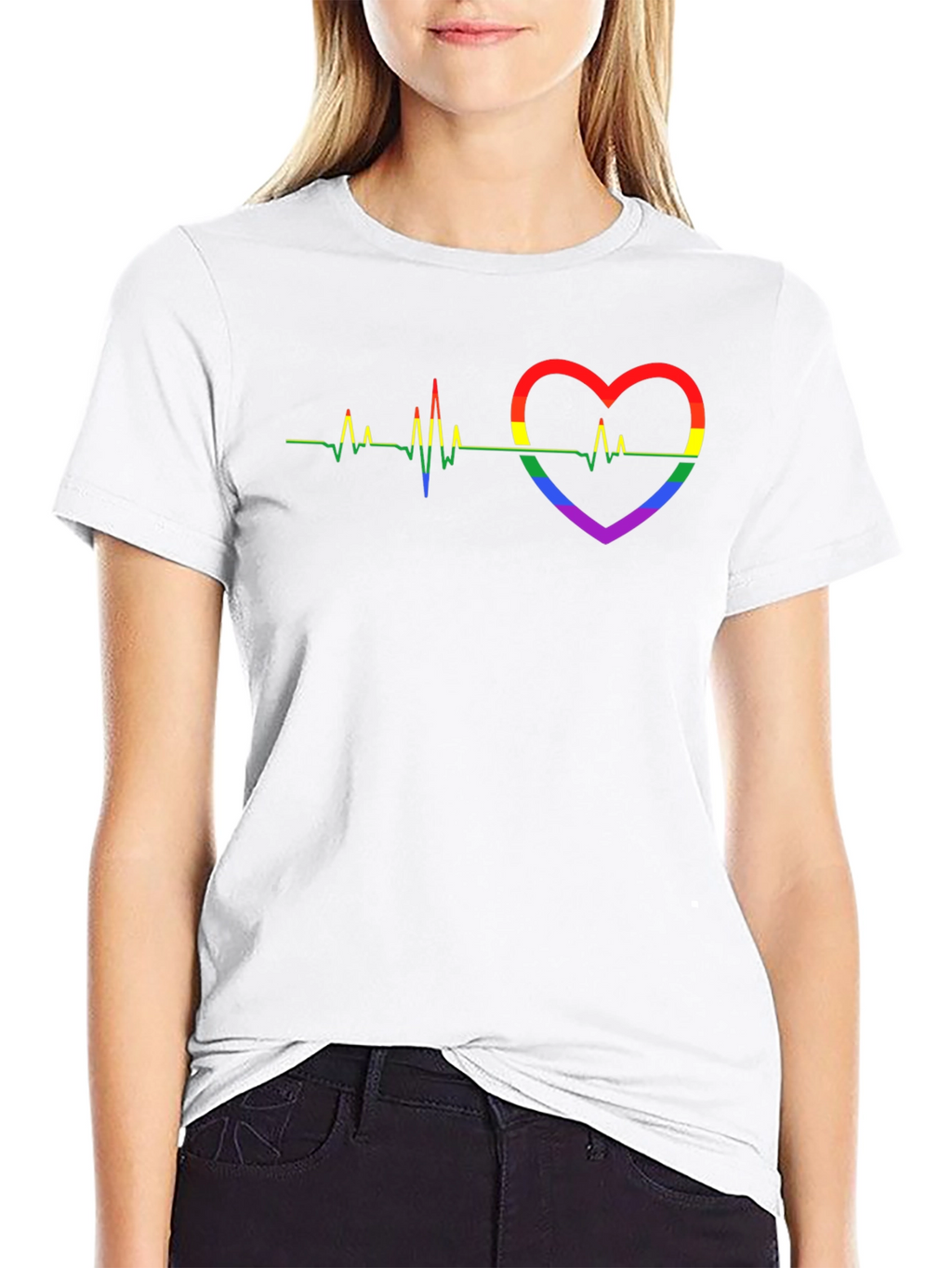 LGBT Heartbeat Pride Graphic Tee - Black