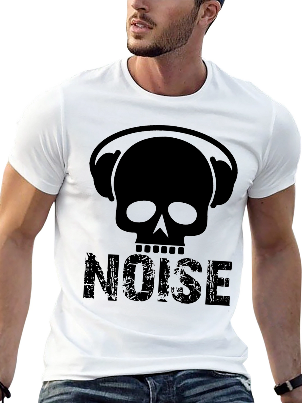 Skull Headphones NOISE Graphic T-Shirt - Black