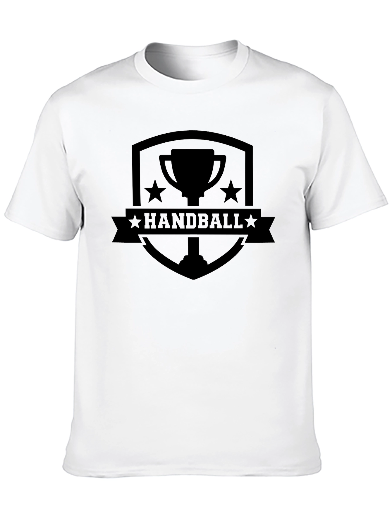 Handball Trophy Graphic Tee - Black Cotton T-Shirt