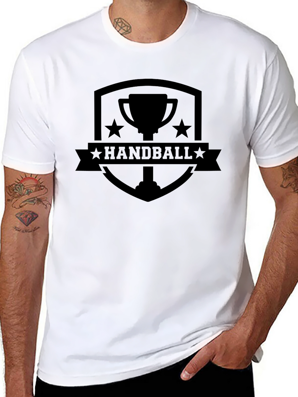 Handball Trophy Graphic Tee - Black Cotton T-Shirt