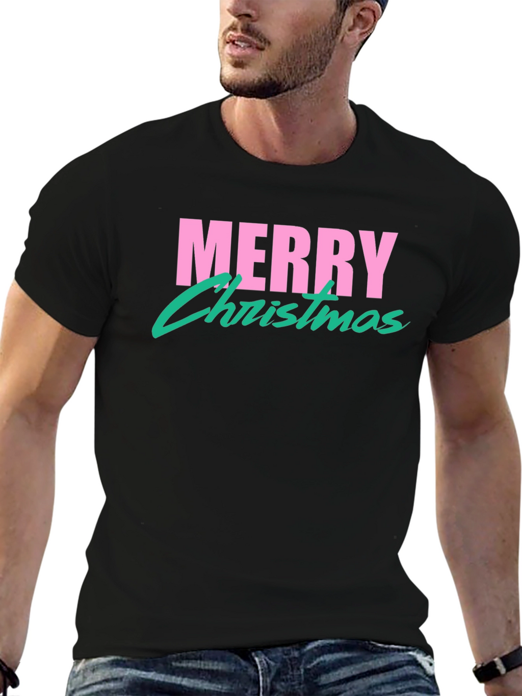 Retro Merry Christmas T-Shirt - Black