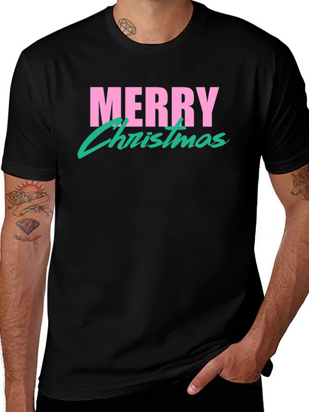 Retro Merry Christmas T-Shirt - Black